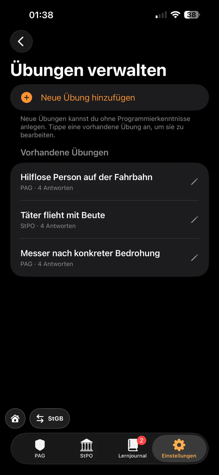Ausgewählte App-Ansicht