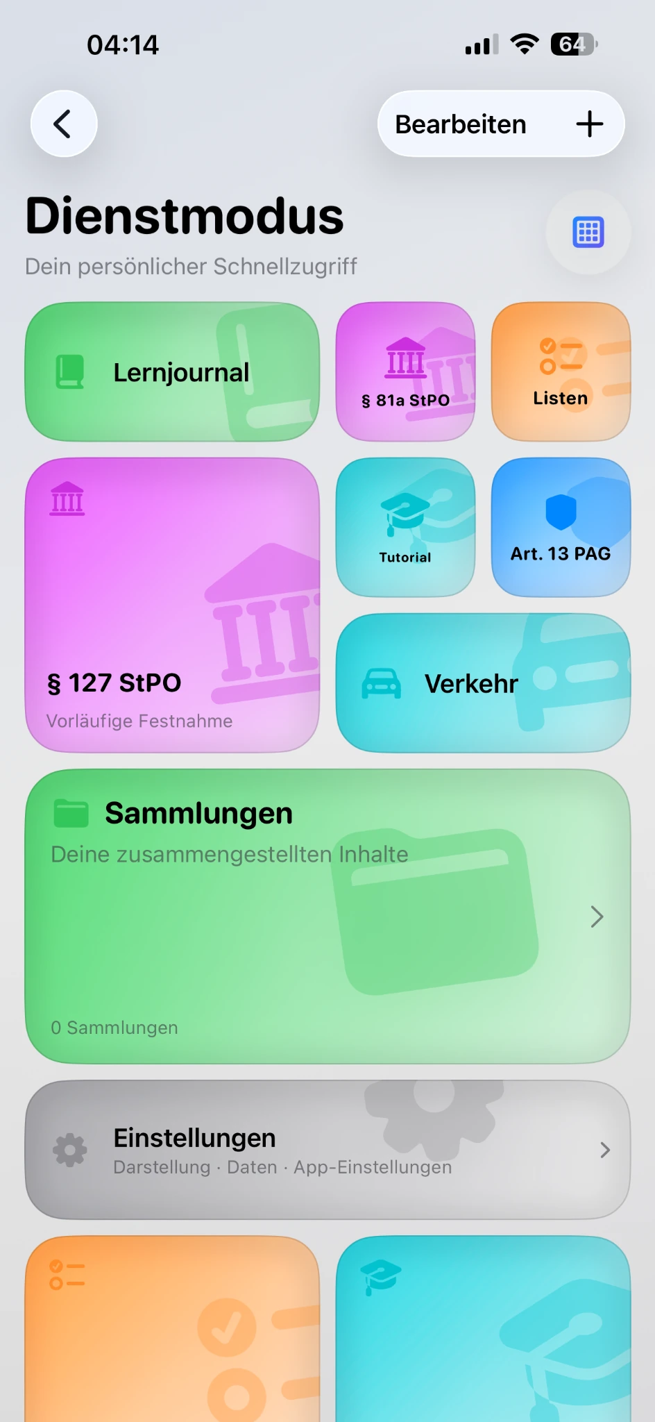 Dienstmodus von Polizei-Guru im Light Mode